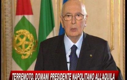 Abruzzo, lo Stato c'è: Napolitano domani a L'Aquila