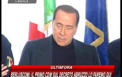 Abruzzo, Berlusconi: emergenza quasi finita