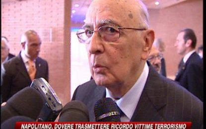 Terrorismo, Napolitano: ricordo delle vittime è dovere