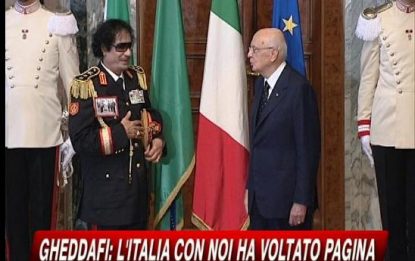Gheddafi: Italia coraggiosa. Napolitano: un nuovo inizio