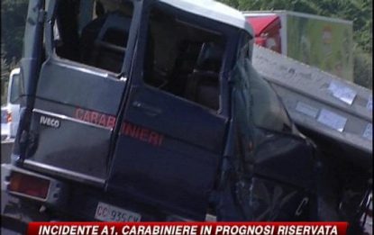 Incidente A1, un carabiniere in prognosi riservata