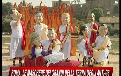 Proteste G8, pupazzi dei grandi della terra per Roma