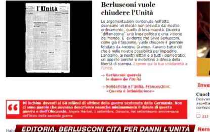 Berlusconi cita l'Unità per danni