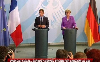 Sarkozy, Merkel e Brown uniti contro i paradisi fiscali