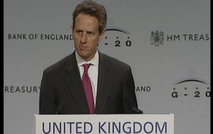 Crisi, Geithner: Non possiamo abbassare la guardia